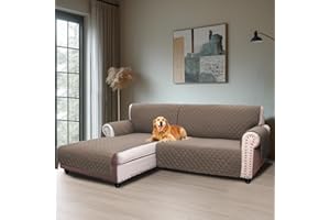 BellaHills Sofabezug L Form 2 Sitzer (205cm), Couch Überzug L Form Mit Armlehne, Ecksofa Bezug Links Für Hund Katze, Sofa Überzug Eckcouch rutschfest Sofa Auflage für Wohnzimmer, Taupe