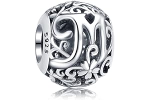 Annmors Letra Alfabeto A-Z Abalorio Charms de Plata de Ley 925 Compatible con Pulse Mujer