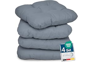 Beautissu Lisa Set di 4 Cuscini da Sedia - 40x40x8 cm - Cuscino di Seduta per sedie di Casa e Giardino, Imbottitura Comoda e Spessa – Grigio