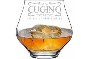 Colorfamily Bicchiere da Whisky o da Pinot con Incisione Cugino Il Migliore di sempre con dedica Idea Regalo
