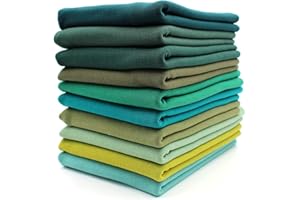 VMG-STORE 10x 0,25m Bündchenstoff Set Schlauchware 70cm breit 95% Baumwolle, 5% Elasthan Auswahl Jersey (Grüntöne, 10er Set)