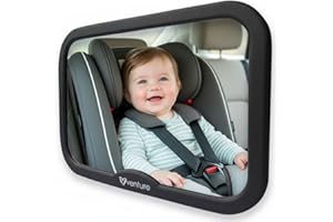 Venture Baby Car Mirror for Back Seat - 360° Adjustable Rear View Baby Mirror for Cars, Shatterproof, Clear Wide View, Safe & Easy to Install - Perfect Car Accessories For Rear Facing Children