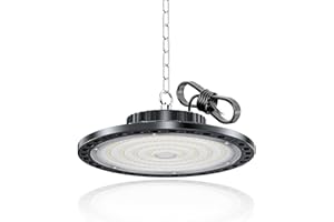 HAPYLUMI UFO LED 100W 10000LM, Naves Industriales Focos Led Interior Techo 6500K Blanco Frío, IP65 Impermeable Campana Lámpara de Alta Bahía Para Garaje Fábrica Taller