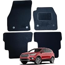 Alpha-Tex Tappetini Auto Per Ford Kuga I (2008-2012) | 4 Pezzi, Antracite Con Bordo Borgogna | Made In Germany - 2