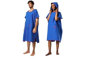 Winthome Changing Robe for Adult Women Men, Lightweight Towel Poncho for Surfing Swimming Wetsuit Beach Changing (Blue, XL)