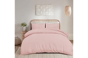 funky gadgets Double Duvet Set Blush Pink Soft Brushed Microfiber Plain Dyed Duvet Cover Sets with Pillow Cases- Plain Bedding Quilt Cover Set.