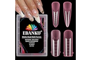EBANKU 96PCS Unghie Finte Nail System Dual Nail Form, Riutilizzabili Nail Dual Form Rosa Matte Stiletto Mandorla Nail Form Acrilico Tips Unghie con Scala Graduata per Unghie Strumenti, 4 Stili