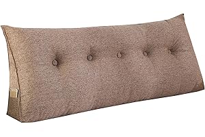RAKTOV Schlichtes dreieckiges Lesekissen, großes Rückenlehnenkissen für Bett, Sofa, Tatami, Tagesbettkissen, Keil-Kopfteil-Kissen mit abnehmbarem Bezug, 180 x 50 x 20 cm, Braun