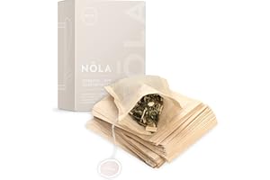 ‎NOLA NOLA Einweg Teebeutel für losen Tee (100 Stück) - biologisch abbaubar & recyclebar - mit Kordelzug - 9,5 x 8 cm - auch für Teekannen geeignet