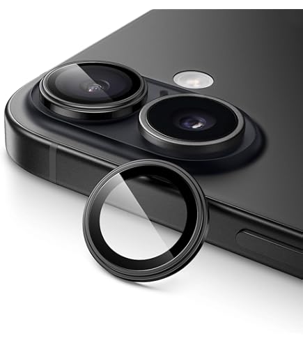 Hama Camerabescherming voor iPhone 16/16 Plus (2 enkele lenzen, iPhone lensbescherming, schokbestendig, 9H, beschermfolie, case-friendly, cameraafdekking, krasbestendig, pantserglas iPhone zonder