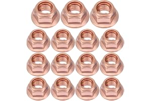 CAIKAILIOR 15 Stück Auspuffmutter M8 Sechskant,Auspuff Stehbolzen,Kupfermuttern,Messing Selbstsichernde Kupfermutter,Auspuffkrümmer Mutter Kopfbolzen für BMW E30