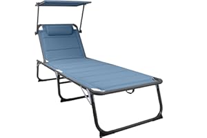 Homecall 30038 Lettino da Spiaggia in Alluminio con Parasole, Schiuma ad Asciugatura Rapida, XXL, Blu