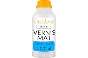 Creative Deco Vernis Peinture Acrylique Mat | 500 ml Bouteille | Laque Transparent et Incolore | Finition et Protection de Surface | À base d'Eau | Anti-Tache | Utilisation Intérieure et Extérieure