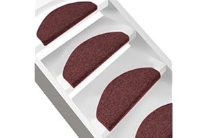 FLODI. Carpet Stair Treads Non Slip, London, Set of 15 Pieces, Carpet Step Mats Self Adhesive Staircase Runner Pads (Wine Red, Semicircular - 19 x 56 cm)