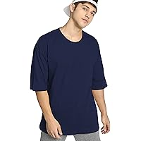 FOOTROO Tee | Mens Solid Round Neck Drop Shoulder Tshirt
