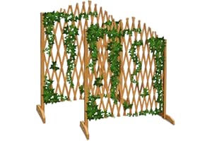GARDEBRUK® Celosía Extensible 2 uds. Madera hasta 200cm Plantas Trepadoras Enrejado Jardín Valla Separador Terraza