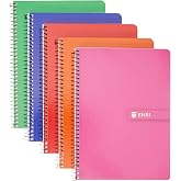 Enri, A5 Notebooks, Pack of 5 Hardcover Notebooks, 80 Sheets, 4x4 Square, Assorted Colours Random