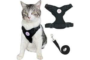 Croc-Cat® Harnais Chat Anti évasion avec Laisse Chat 150 cm, utilisable également comme Harnais Lapin, Harnais Petit Chien, Accessoire Chat Indispensable, Harnais Chat Noir Taille XS