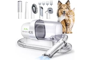 Gimars 2,3L Cortapelos Perros con aspiradora de pelo, set de cuidado ultrasilencioso con 12.000 Pa de succión potente, cortapelos para mascotas con 5 accesorios de cuidado