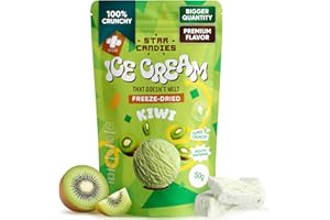 Star Candies Freeze Dried Kiwi Ice Cream - No Melting Freeze Dried Sweets - Crunchy & Delicious Camping Food - Premium Astronaut Ice Cream loved by Kids and Adults - Space Food, Gift (50 g, 1 pack)