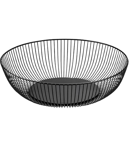 IBWell Cesto Portafrutta In Metallo Nero - Ciotola A Filo Per Cucina, Design Rotondo