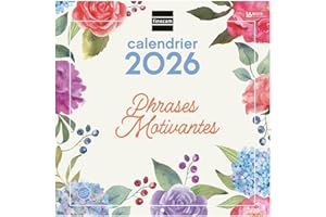 Finocam – Calendrier mural 2026 30 x 30 cm 1 Mois par page Janvier – Décembre 2026 + Sept.-Déc. 2025 (4 mois) réduits | Calendrier2026 | Images Phrases inspirantes Français