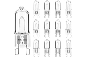 TRUBUYWARE G9 Halogen Leuchtmittel 12 Stück, Halogenlampe 28 Watt 230V Warmweiß 2700K, Halogen G9 28W Kapsel Glühbirne Dimmbar für Deckenleuchten, Kristall Lampen, Kronleuchter, Öfen, Mikrowelle, Nicht Flimmern