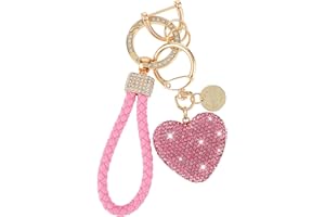 XINJODUZ Urocze breloki w kształcie serca dla kobiet brelok samochodowy kryształ górski brelok w kształcie serca błyszczący fantazyjny błyszczący brelok brokatowy kryształ różowy breloczek kryształ brelok