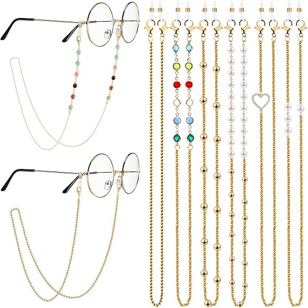 Hemoton Chaînes De Lunettes - Pack De 7 Chaînes Dorées | Porte-masque Et Collier Style