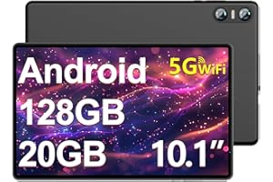 Biegedy Tablet Android 14 Octa-Core 10 Pollici, 20GB RAM+128GB ROM (1TB TF), 5G/2.4G WiFi 6, Widevine L1/6000mAh/GMS/Bluetooth 5.0/5+8MP, Tablet con Custodia Protettiva- Nero