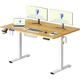 FLEXISPOT Lift Desk 140 x 60, Load 100 kg, 73-118 cm, Anti-Collision | Adjustable Height Lifting Table, Load 100 kg, 2 Hooks,