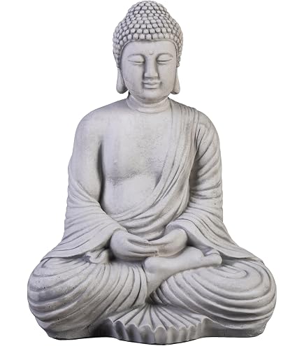 STEINFIGUREN SPICKER Buddha Steinfgur – 12 Cm Hoch, Aus Steinguss, Basaltgrau-schwarz, Frostfest Für Garten & Innenbereich