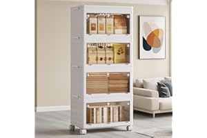 Simcat Stackable Storage Boxes, Foldable Collapsible Clear Storage Boxes Organizer Suitable for Bedroom, Toy Room, Office (40L*4 Pack)