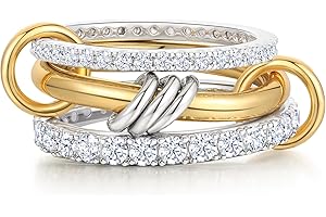 ZOERAY Rings Gold Silver for Men Women Waterproof 18k Gold-Plated Ring Silver Rings Women with Zirconia Stackable Rings Set Wedding Rings Thumb Ring Engagement Rings Statement Rings Men Gifts