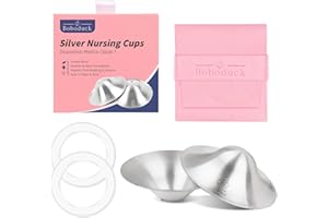 H8W8H The Original Silver Nursing Cups,999 Silver Nipple Covers for Breastfeeding Nipple Shields for Nursing Newborn-Protect and Soothe Sore Nipples,Silver Nipple Shield with Soft Silicone Ring (Large)