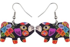 NEWEI Acrylic Drop Dangle Sweet Farm Pig Piggy Earrings Animal Jewelry For Girl Women Charms Gift