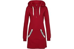 TrendiMax Damen Hoodie Kleid Herbst Langarm Sweatshirts Kapuzenpullover Streetwear Jumper Pullover Mini Kleider