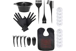 Hair Dye Bowl and Brush Kit, KEAIDUO 22pcs Hair Colouring Tools Professional DIY Salon Dye Bowl Dyeing Brushes Ear Cover Gloves Disposable Hair Dye Cap Hair Coloring Cape and Hair Clips