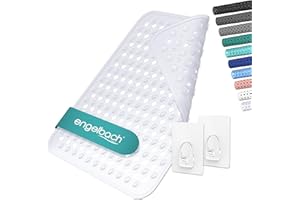 Engelbach® Tappetino doccia antiscivolo 53x53cm - Tappeto con 2 ganci per asciugatura rapida - Senza BPA, antimuffa e antibatterico - Lavabile in lavatrice