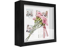 TOUYINGER 3D Bilderrahmen zum Befüllen, 25 x 25cm Bilderrahmen Tief Rahmen Objektrahmen Geldgeschenk Objektrahmen Personalisierte Holzrahmen für Hochzeit, Geburtstag, Taufen, Reisen