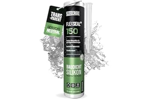 PROCREA® Premium Silikon "Flexseal+ 150" (transparent) [neutralvernetzend] Hochwertiges Bausilikon zum abdichten im Innen- & Außenbereich - Allwetter Alkoxy-Silicon in farblos klar - Profi-Qualität