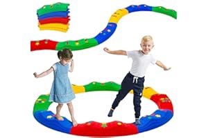 NUKDEY Kids Balance Beam 8PCS Balance Stepping Stones for Kids Anti-skidding Balances Blocks Obstacle Course Indoor & Outdoor Non-Slip Textured Surface Fitness Equipment Build Coordination and Strength