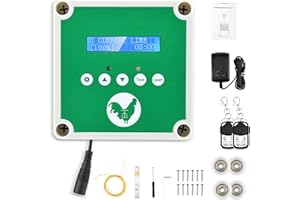 Hlieeosfcn Elektrische Hühnerklappe, Mit 2 Fernbedienungen Und Lichtsensor, Upgrade Zugkraft 4 Kg,Batterie oder Netzbetrieb Hühnertür Automatisch