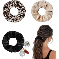 ZKGYUS 2 Stück Scrunchies Mit Reißverschluss-Tasche - Haargummi Mit Verstecktem Fach