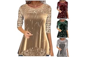 Saxrel Blouses for Women UK Plus Size Black Sparkly Tops Ladies Sparkly Jumpers Sequin Blouse Solid Wlwgant V Neck Tops Sequin Jumpers Long Shirts UK Glitter Top A99 Army Green