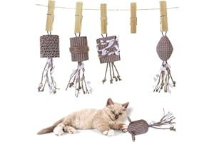 Pawfect Family® Corrugated Cardboard Cat Toy Set: 5 Scratcher Toys with Sisal Rope & Hanging Loops, Suitable as Replacement for Cat Wand