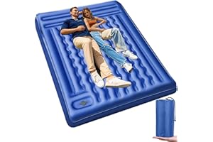 AIRMINTI Matelas Autogonflant 2 Personnes 12cm – Tapis de Camping Matelas Gonflable Double Ultraléger avec Pompe à Pied et Oreillers, Matelas d’Extérieur Confortable pour Randonnée, Trekking et Bivouac