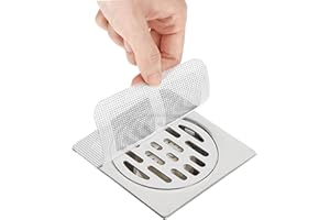 TEAAHA Jednorazowa osłona odpływu prysznicowego, 10 x 10 cm, sitko, łapacz włosów, jednorazowa siatkowa naklejka odpływowa do łazienki, pralni, wanny, kuchni, zlewu, sierści ludzi i zwierząt domowych, 30 szt