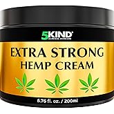 5kind Extra Strong Hemp Cream 200ml - High Strength Hemp Oil and Arnica Cream - for Massaging Joints & Muscles, Lower Back, F