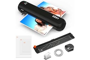 WODONDOG A4 Laminator Machine, 9 inch Thermal and Cold Laminators with 15 Laminating Pouches, Portable Laminator No Bubble for Home/Office/School use (Black)